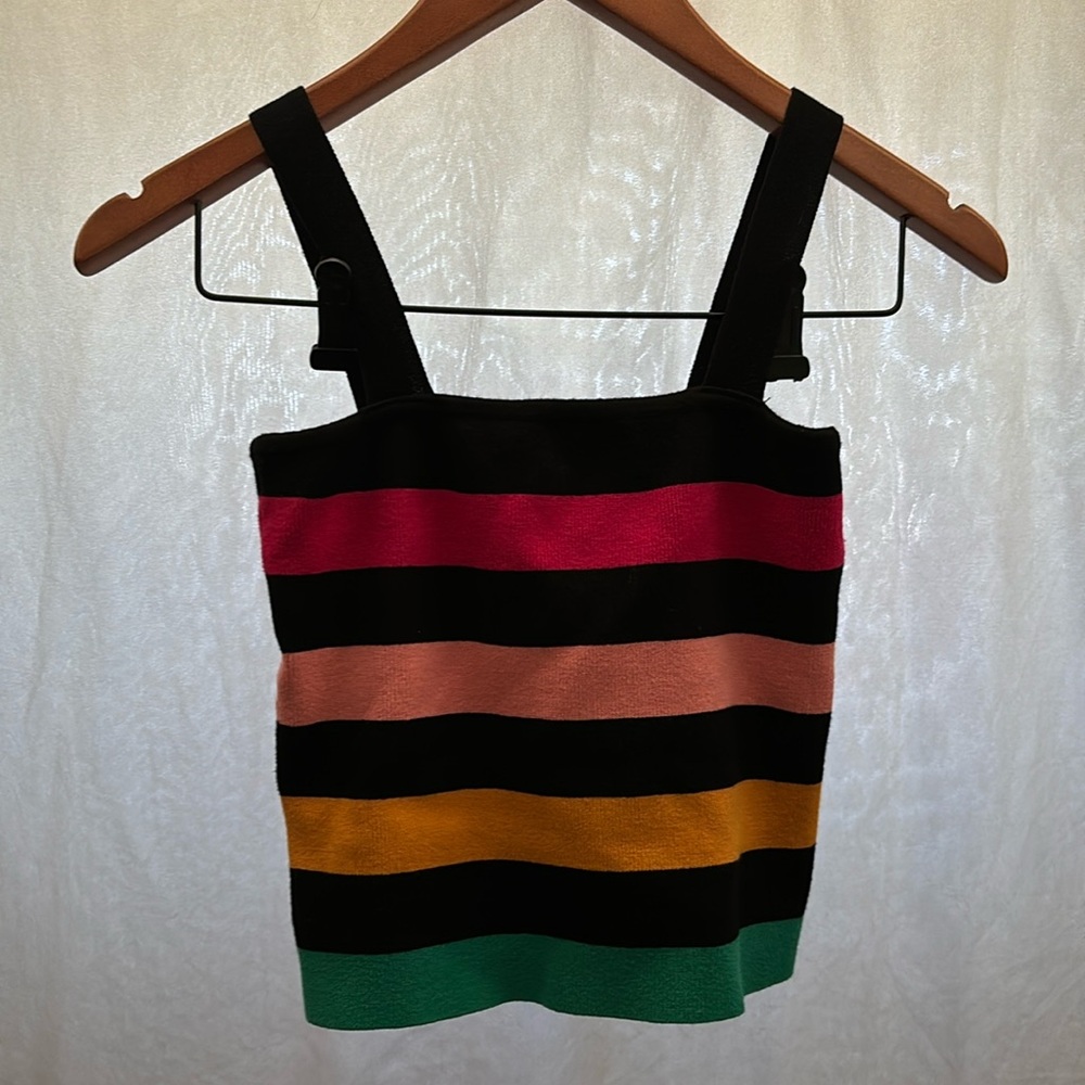 Forever 21 Black Colorful Striped Crop Tank
